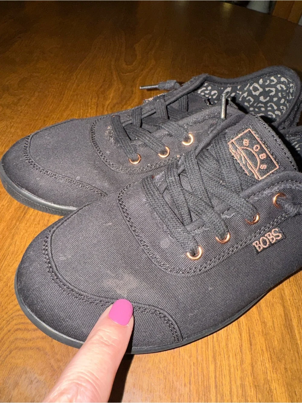 BOBS from Skechers Black Canvas Lace-Up Sneakers